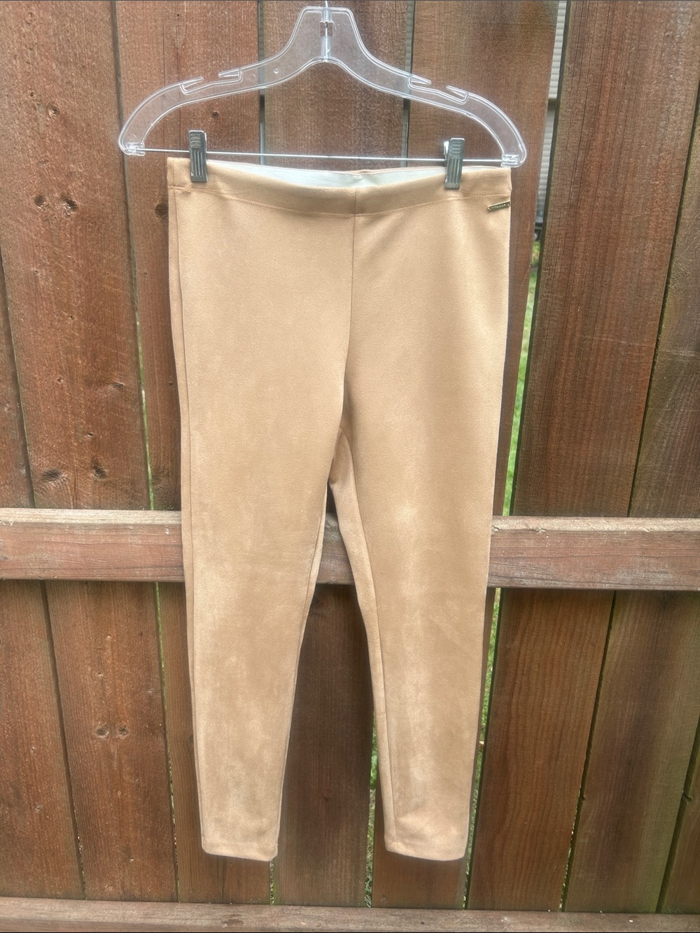 T Tahari Faux Leather Straight Leg Sesame Pants Sz Small NWT